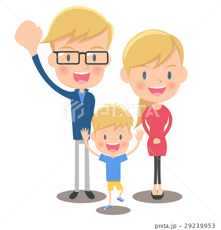 三人家族 男の子のイラスト素材