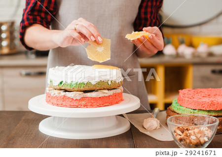 Cookery masterclass making biscuit cake on kitchen 29241671