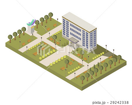 Isometric University And Campus Compositionのイラスト素材