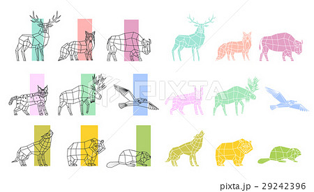Animals Polygonal Linear Set 29242396