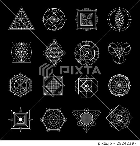 Sacred Geometry On Black Set 29242397