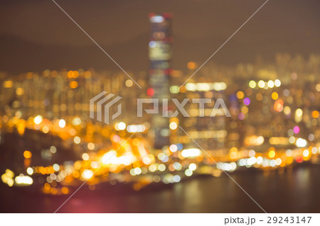 Blurred bokeh light Hong Kong city  29243147