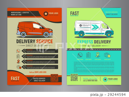 Set of Express delivery service brochure flyer. 29244594