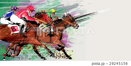 Horse racing over grunge background 29245156