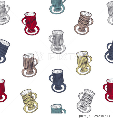 Seamless pattern with hand drawn tea and coffee 29246713