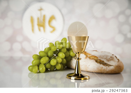 Holy communion a golden chalice, composition  29247363