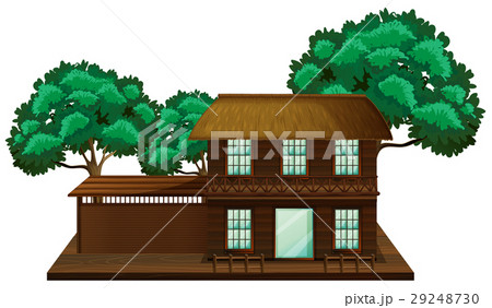 Wooden house with trees Wooden house with trees 29248730