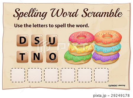 Spelling scramble game template for donuts 29249178