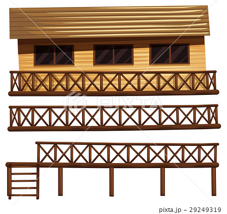 Wooden house and fences Wooden house and fences 29249319