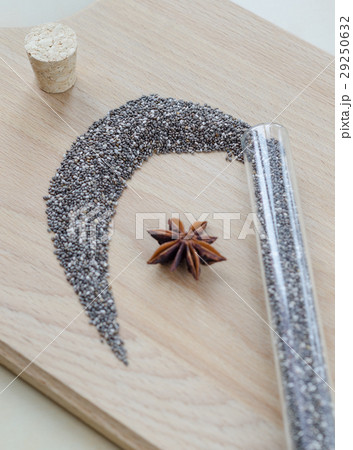 Chia seeds on wooden cutting board 29250632