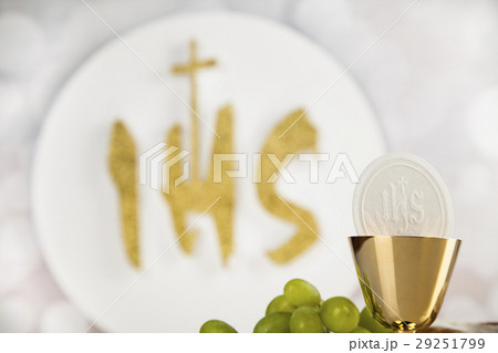 Holy communion a golden chalice, composition  29251799