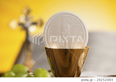 Eucharist symbol of bread and wine, chalice  29252064