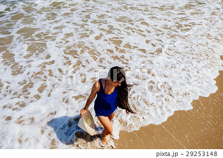 girl in vietnamese hat on the beach top view girl in vietnamese hat on the beach top view 29253148