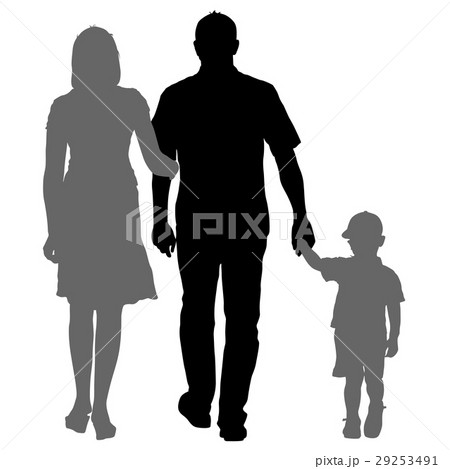 Silhouette of happy family on a white background 29253491