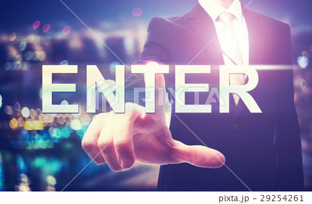 Businessman pointing at ENTER Businessman pointing at ENTER 29254261