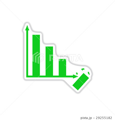 paper sticker on white background economic graph paper sticker on white background economic graph 29255182