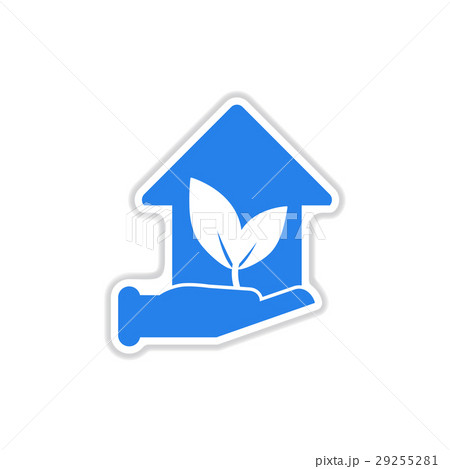 paper sticker on white background Eco-house  29255281