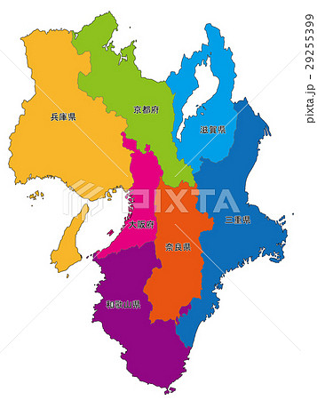 近畿地方 関西 地図のイラスト素材