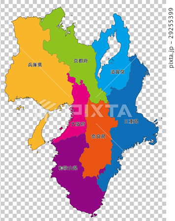 近畿地方 関西 地図のイラスト素材