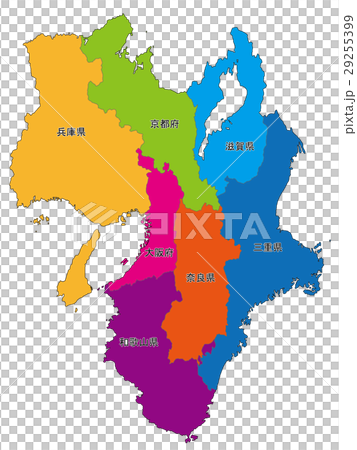 近畿地方 関西 地図のイラスト素材