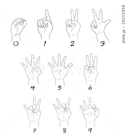Set of Sketch Human Hand Sign 0 to 9 29255956