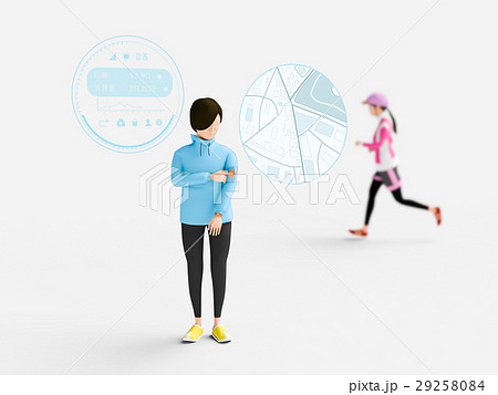 ウェラブルデバイスを操作する女性 ウェラブルデバイスを操作する女性 29258084