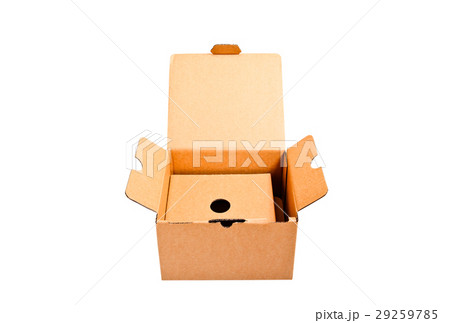 Empty open paper box on white with clipping path Empty open paper box on white with clipping path 29259785