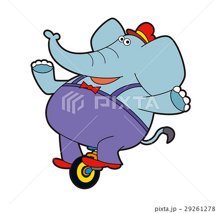 ゾウと一輪車 ゾウのキャラクター 一輪車のイラスト素材 29261278