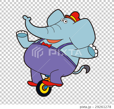 ゾウと一輪車 ゾウのキャラクター 一輪車のイラスト素材