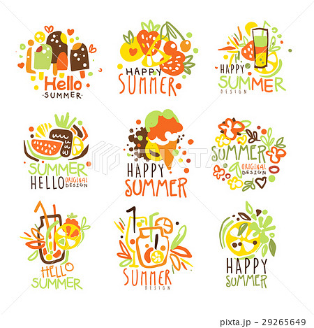 Happy Summer Vacation Sunny Colorful Graphicのイラスト素材