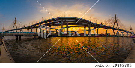 Bangkok City - Beautiful sunset of Bhumibol Bridge 29265889
