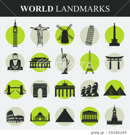 Famous monuments and landmarks icons. Travel and 29266264