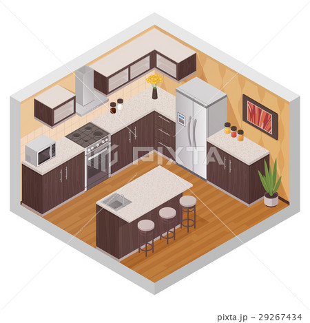 Kitchen Modern Interior Isometric Composition Kitchen Modern Interior Isometric Composition 29267434