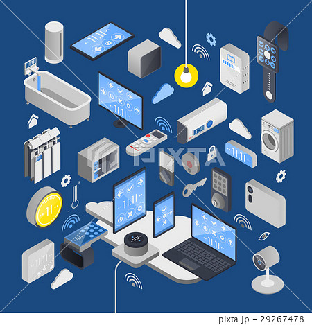 Iot Internet Of Things Isometric Compositionのイラスト素材