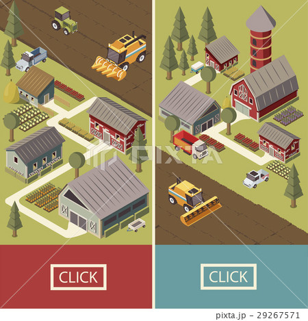 Farm Vehicles Isometric Banners Farm Vehicles Isometric Banners 29267571