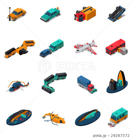 Transport Accidents Isometric Set Transport Accidents Isometric Set 29267572