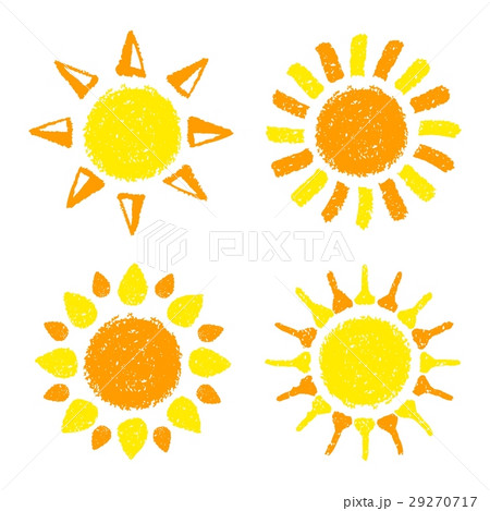 Hand drawn Sun set painted with pastel crayons 29270717