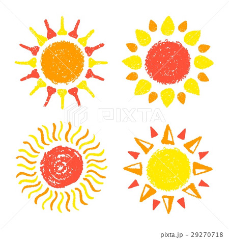 Hand drawn Sun set painted with pastel crayons 29270718