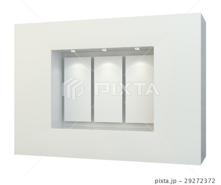 Blank white posters in showcase window Blank white posters in showcase window 29272372