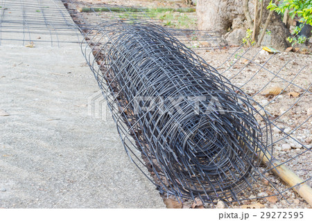 Rolls of steel wire mesh on the ground 29272595