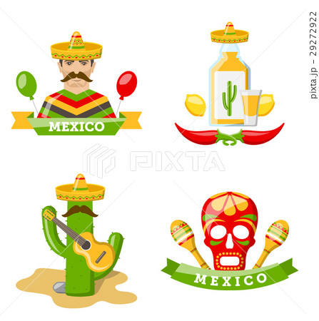 Set of Mexico Icons Isolated on White Background 29272922