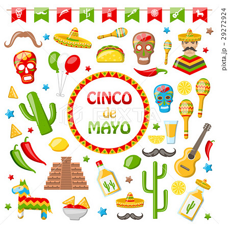 Collection of Mexican Icons Isolated on White 29272924