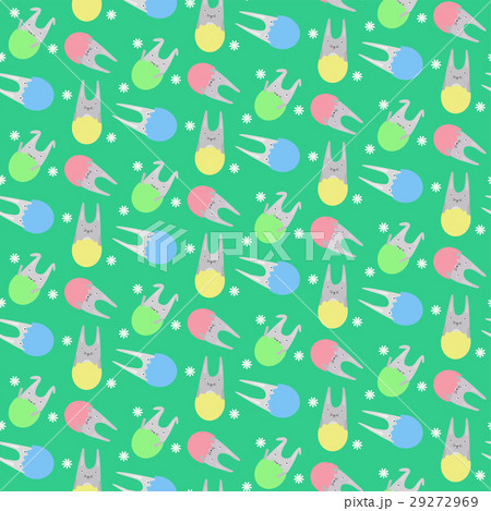Pattern with Cute Rabbits and Camomiles for Easter Pattern with Cute Rabbits and Camomiles for Easter 29272969