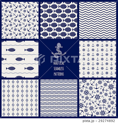 Set of 8 seamless nautical patterns Set of 8 seamless nautical patterns 29274892