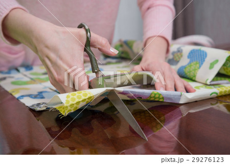 Tailor designer working of cutting piece of cloth 29276123