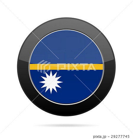 Flag of Nauru. Shiny black round button.