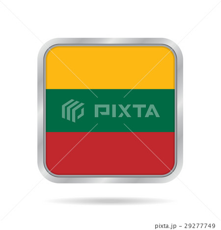 Flag of Lithuania. Metallic gray square button. 29277749