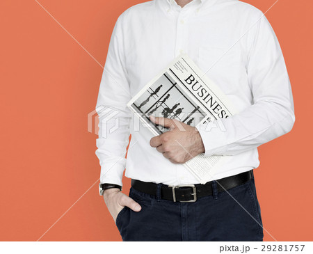 Men Hands Hold Business Newspaper Studio Men Hands Hold Business Newspaper Studio 29281757