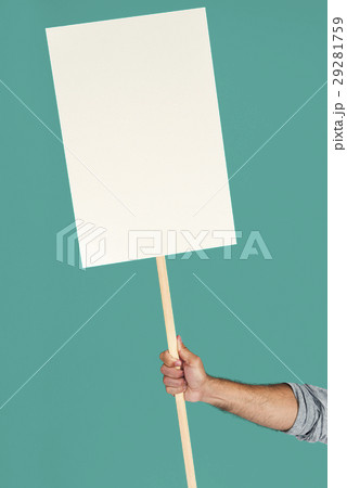 Human Hand Holding Banner Copy Space 29281759