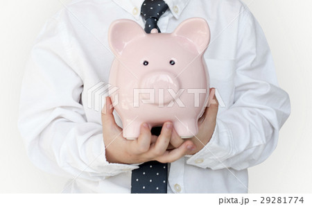 Kid Studio Shoot Gesture Piggybank Holding Kid Studio Shoot Gesture Piggybank Holding 29281774